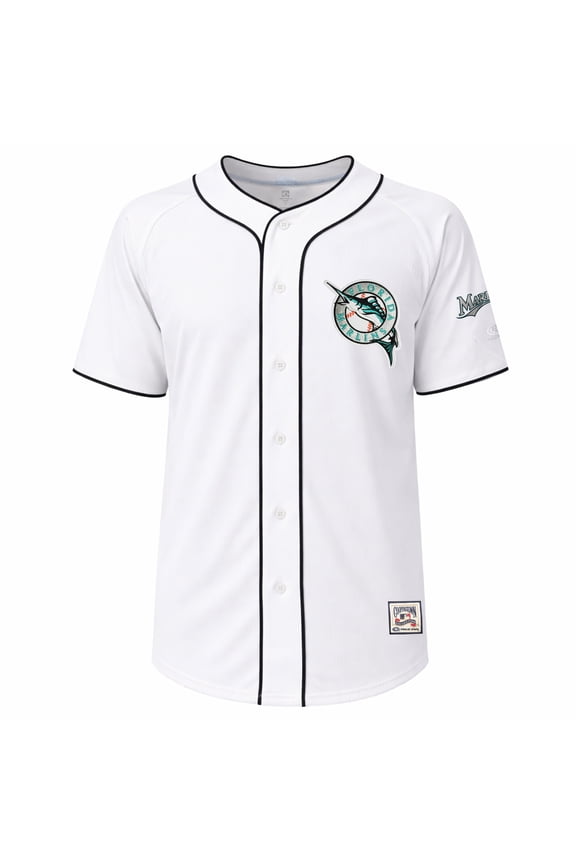 MLB Miami Marlins Men's White Cooperstown Full Button Jersey