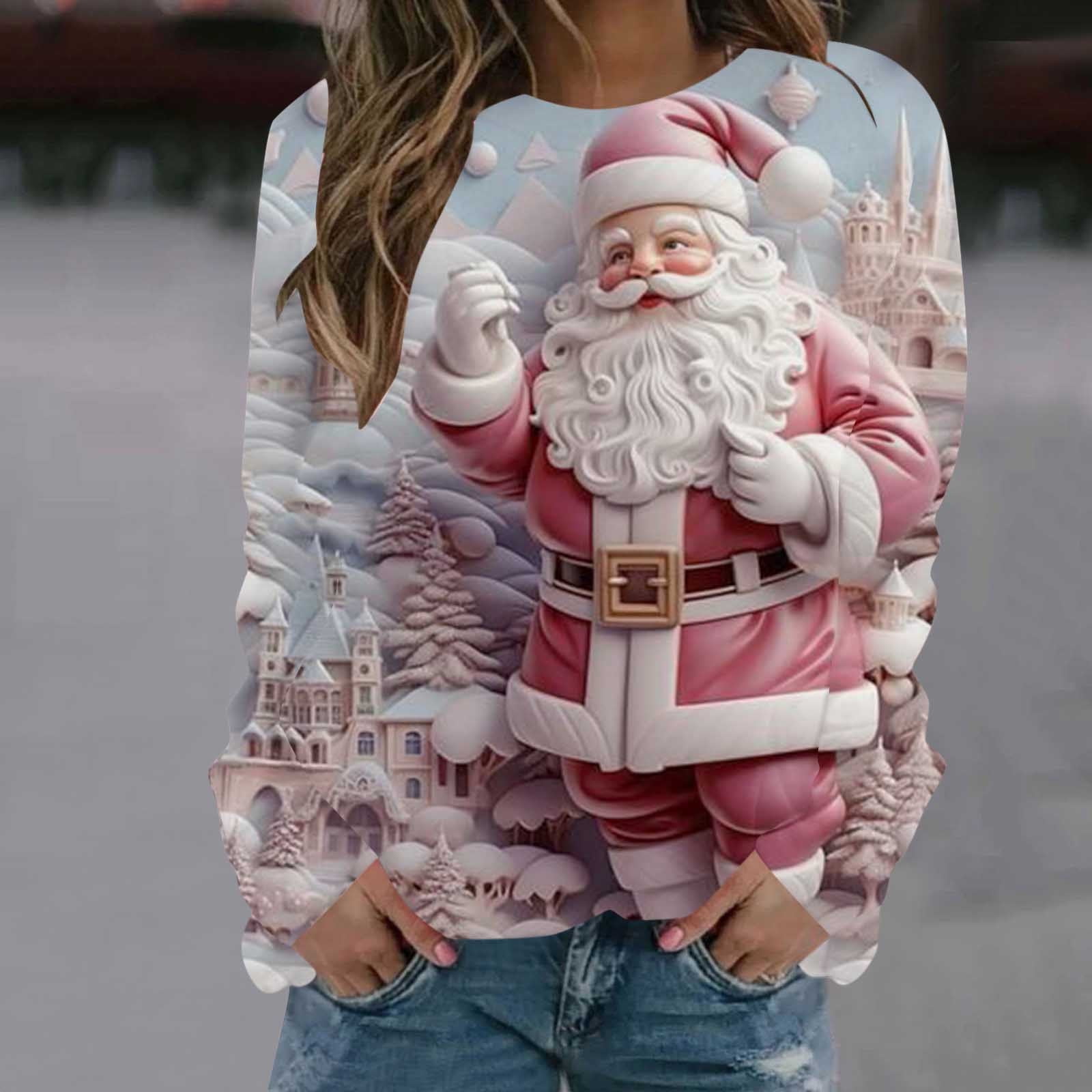 Christmas Print Sweatshirt for Women – Round-Neck Liberia Ubuy
