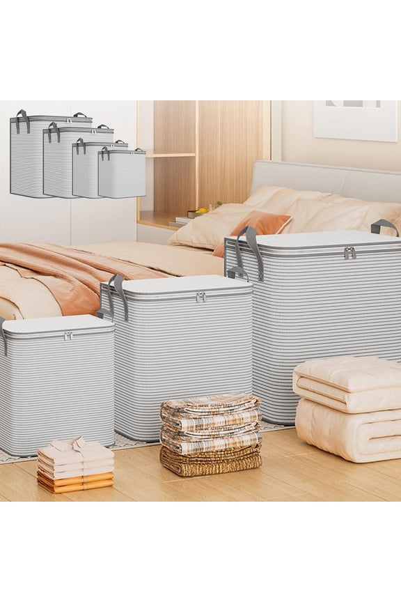 Clothes Storage Bins, Heavy Duty Extra Large Storage Bags Reinforced Handles Double Zipper Collapsible Space Saver Travel Essentials for Clothing, Comforter, Bedding 65X55X70Cm 1 Pack
