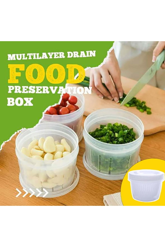 Food Storage Container, Food Container with Colander,Large Capacity Meal Prep Containers and Fruit Containers ,Draining Storage Jar for Fridge