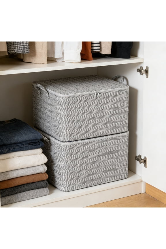 Large-Capacity Non-Woven Storage Bag Grey Arrows Wave Print for Quilt Clothes Home Closets 30L Foldable 1PCS