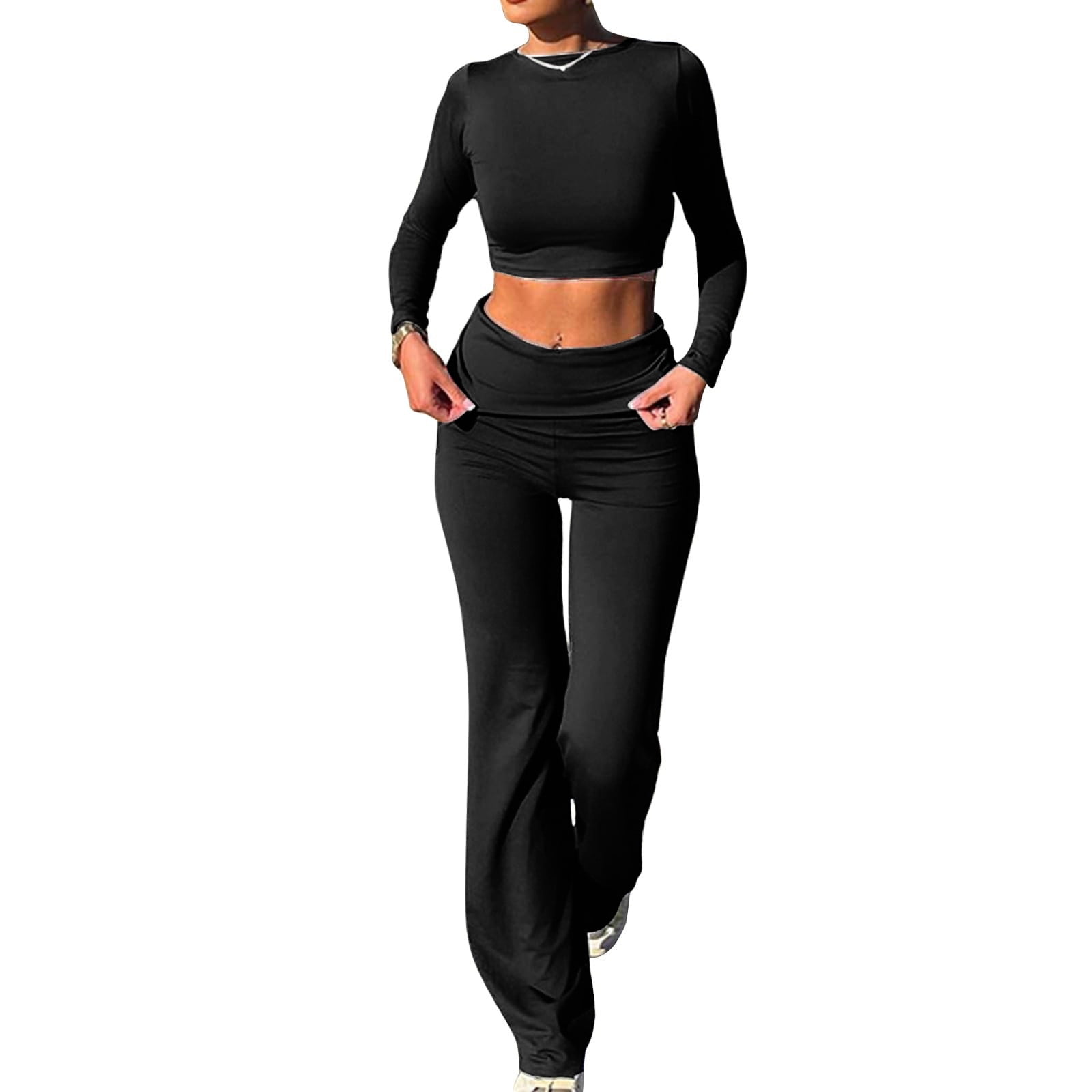 Round Neck Long Sleeve Top and Drawstring Pants Lounge Set
