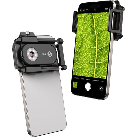 MIAO LAB 300X Phone Microscope Lens, Camera Micro Lens with Universal Clip/LED Light/CPL, Mini Pocket Attachment Fit for iPhone 16/15/14/13, and Most Smartphone