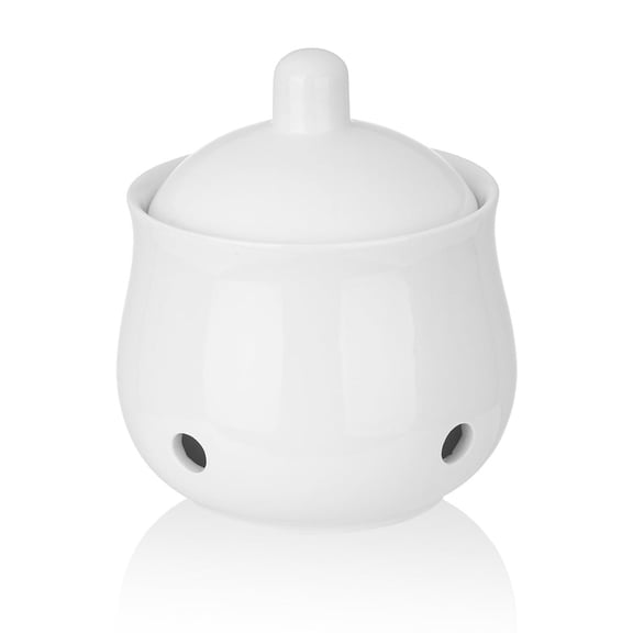 MIAOBLOSSOM 1 Pack Ceramic, White Garlic Keeper Lidded large breathable counter storage Kitchen counter garlic storage