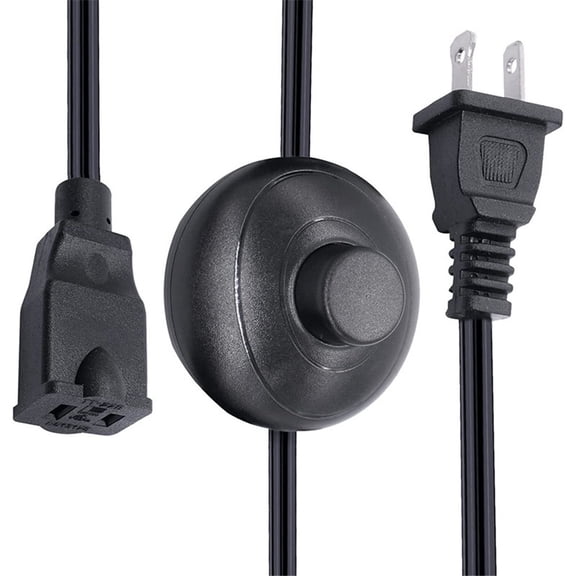 MIAOBLOSSOM Polarized Plug Foot Pedal Switch, Heavy Duty On Off Control Extension Cord Step Switch, For Lamps Power Tools Household Appliances, Black Plastic 2 Pieces Pack