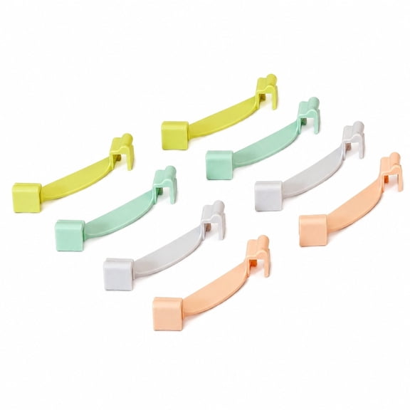MIAOBLOSSOM Storage Bin Divider Clips, 8 Pack 3.43 Inch Shelf Dividers for Organizing, Plastic Support Rods for Baskets, Yellow Green White Apricot