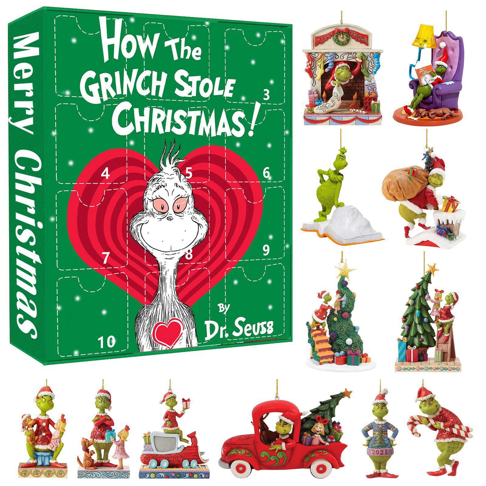 MIARHB 2025 Grinch Advent Calendar with 12 Surprise Toys, Countdown Grinch Calendar with