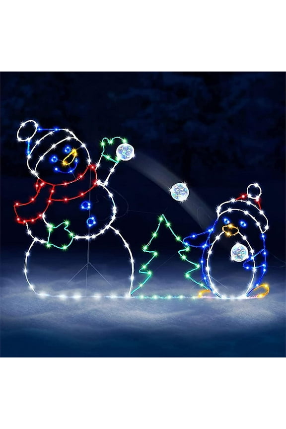 Active Light String Frame Decor Holiday Party Christmas Outdoor Garden Snow Glowing Decorative santa Sign Animated Snowball Light String Frame