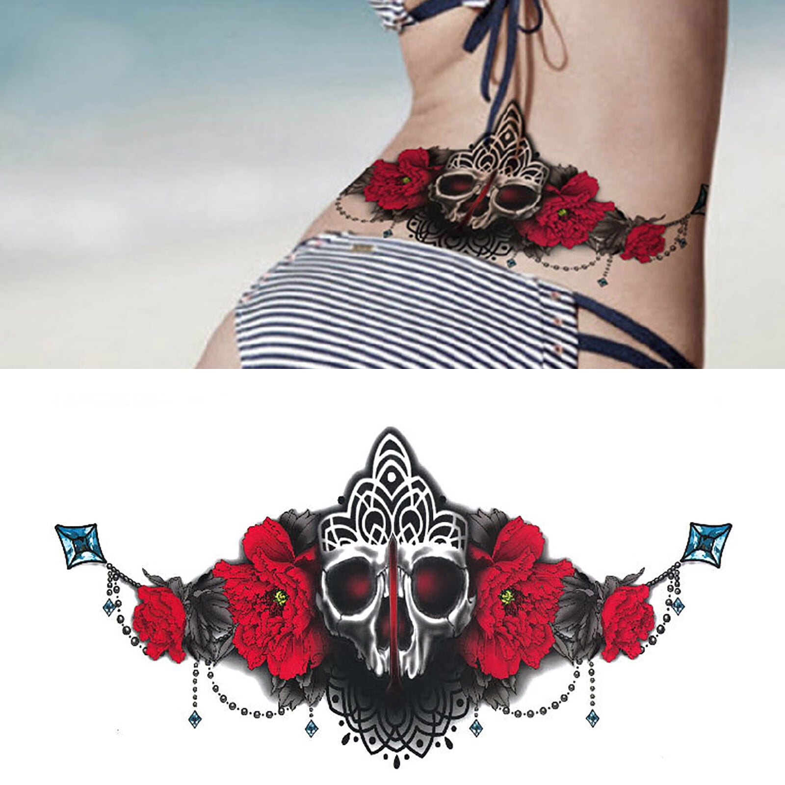 MIARHB Black Underboob Tattoo Temporary Tattoo Stickers On Chest Waist  Waterproof Body