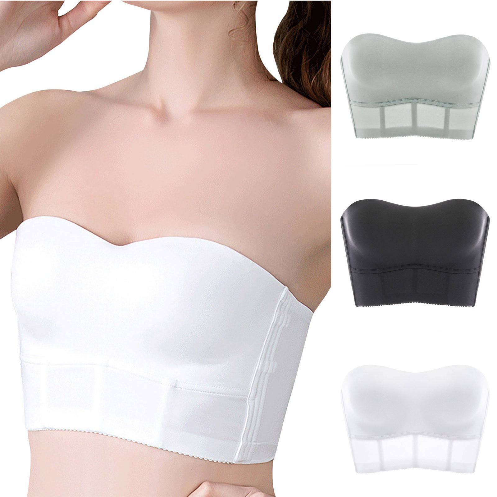 MIARHB Clearance Bra Women's Strapless Non-slip Underwear Small Chest  Gathered Adjustment Type Beautiful Back Side Retraction Pair Breast 2023