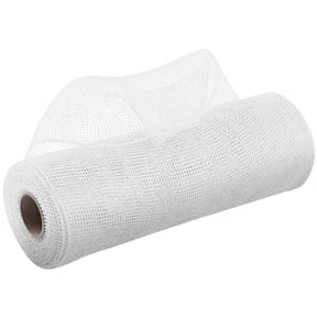 MIARHB Easter Deco Mesh for Wreath Making 10 Inch x 30 Feet Each Roll Metallic Foil Poly St. Patrick's Mesh Ribbons for Spring Mardi Gras Valentine St Patrick's Day DIY Crafts Swags Decor, White, S19