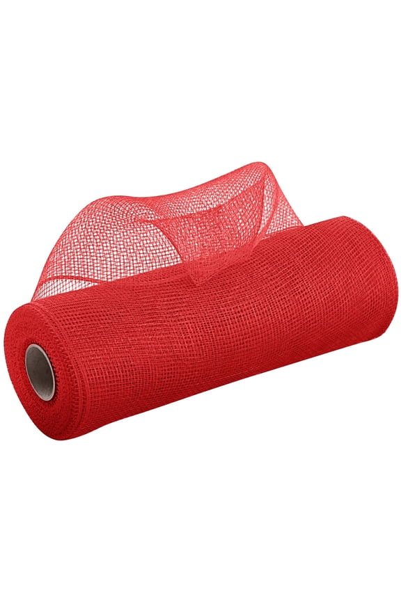 Easter Deco Mesh for Wreath Making 10 Inch x 30 Feet Each Roll Metallic Foil Poly St. Patrick's Mesh Ribbons for Spring Mardi Gras Valentine St Patrick's Day DIY Crafts Swags Decor, Red, M13