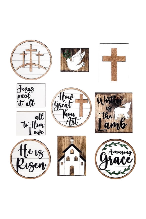 Empty Tomb / Easter Nativity, Easter Decorations, 10Pcs Easter Gnome Tiered Tray Decor, Glitter Easter Wood Signs, Truck Full Of Eggs, Easter Bunny Gnome Plush, Spring Easter Bead Garland, A