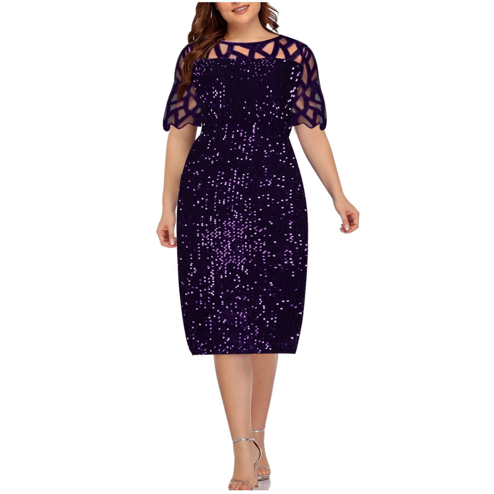 MIARHB Plus Size Cocktail Dresses for Women,Fashionable Sequin and