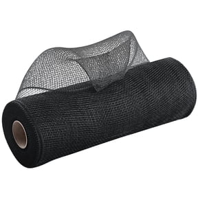 MIARHB Poly Mesh Ribbon Wired Edge Ribbon 10 Inch x 30 feet Poly Deco Mesh Ribbon for Easter St. Patrick's Christmas Wreath Floral Arrangements Craft Wreaths Decorating, Black, M13