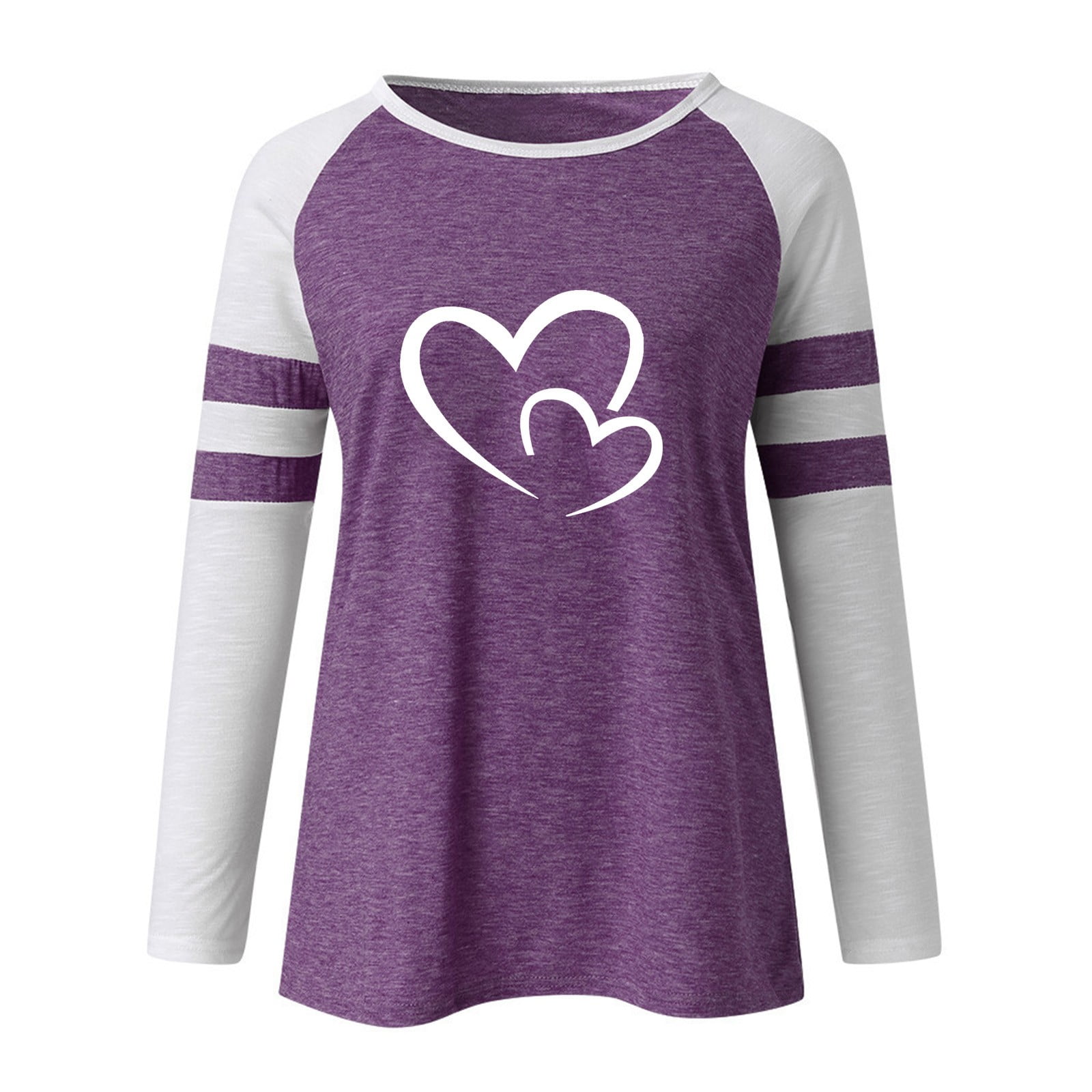 Pre-Owned MIARHB Women Plus Size Printing Stripe Round Neck Long Sleeve Casual Blouse going out tops for women