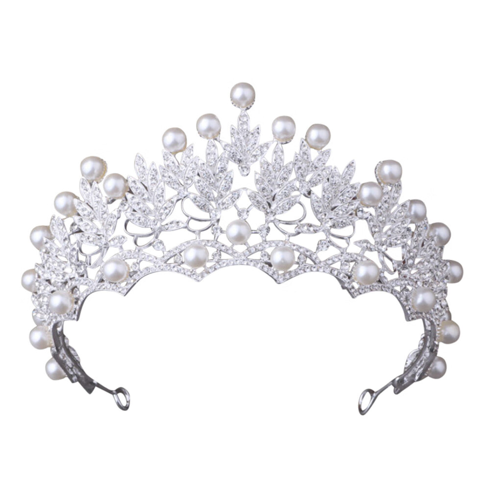 MIARHB Women Wedding Tiara Pearl Jewelry Shiny Bridal Crown Tiara Hair