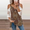 thumbnail image 1 of MIARHB Womens Tops Summer Tops for Women Shirts for Women Dressy Casual Sexy Blouses Shirts, Brown, M, 95% Polyester, 5% Spandex, 1 of 6