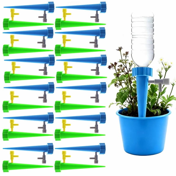 MIARONIN Self Watering Spikes 24 PCS, Auto Plant watering devices with Adjustable Release Control Valve Switch,Suitable for Indoor and Outdoor Plants Use
