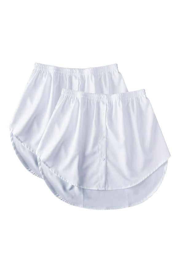 2PC Womens Solid Color Skirt Extender For Women Hem Belt Accessory Elastic Waist Trim For Shirt And Dress Layering White,XL
