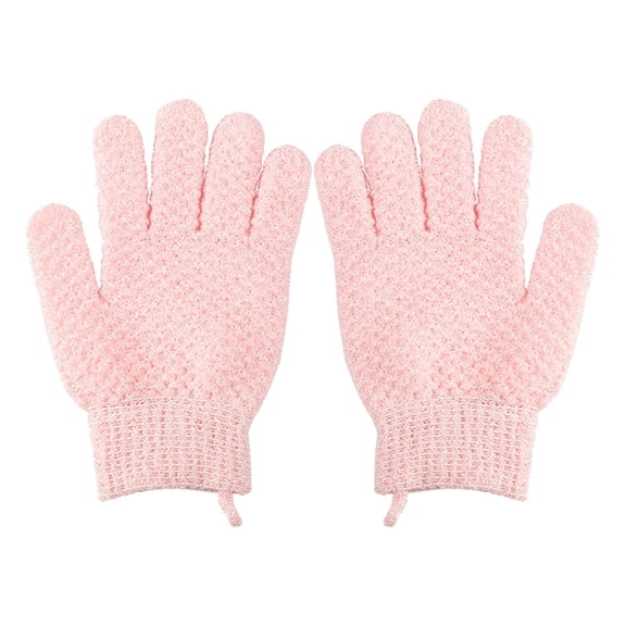 MIASHUI One PC 5-Finger Exfoliating Gloves, Bath Loofah Mitt for Scrubing, Dead Skin Removal, Shower and Spa Use, Reusable Pink