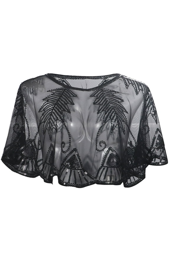 Annual Meeting Evening Dress Women Cross-Border New Autumn Winter Sequins Wedding Shawl, Scarf for Women Black