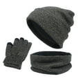thumbnail image 1 of MIASHUI Autumn Winter Knit Solid Color Adult Outdoor Plush Thick Warm Hat, Scarf, and Gloves Three-Piece Set, Scarf Set Dark Gray, 1 of 4
