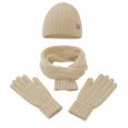 thumbnail image 1 of MIASHUI Autumn Winter Warm Gloves Fashion Knit Wool Set Hat and Scarf Three-Piece Set, Scarf for Women Beige,One Size, 1 of 4