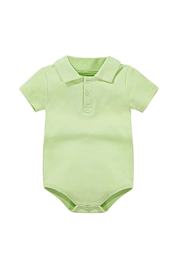 Baby Boys Girls Polo Bodysuit Summer Short Sleeve Romper for School Party,Green,9-12 Months