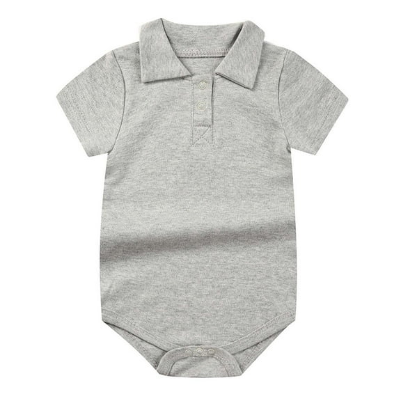 MIASHUI Baby Boys Girls Polo Bodysuit Summer Short Sleeve Romper for School Party,Grey,6-9 Months