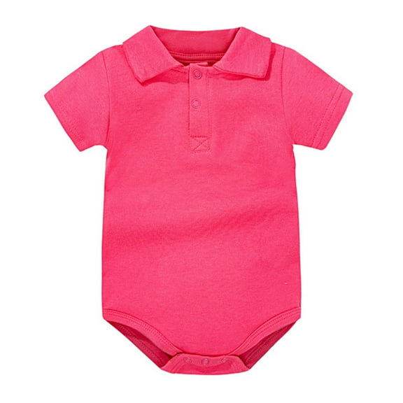 MIASHUI Baby Boys Girls Polo Bodysuit Summer Short Sleeve Romper for School Party,Hot Pink,9-12 Months