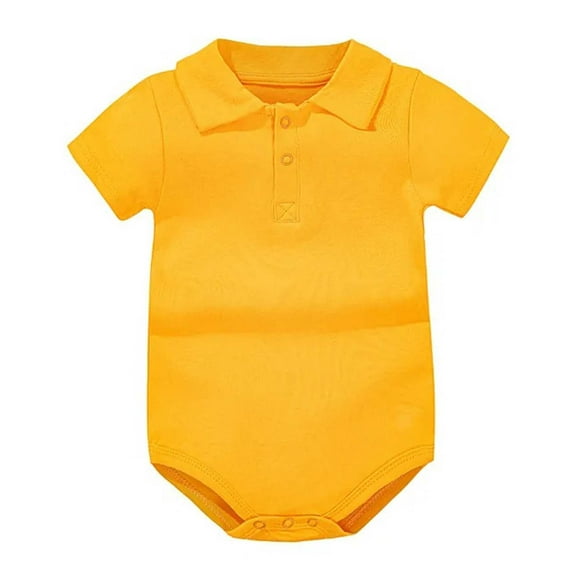 MIASHUI Baby Boys Girls Polo Bodysuit Summer Short Sleeve Romper for School Party,Light Yellow,9-12 Months
