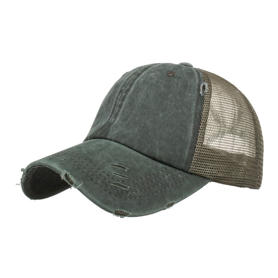 HNMKIU Big Head Baseball Cap for Women Washed Vintage Korean Style Deep Visor Face Adjustable Hat for Women XXL Hats Army Green