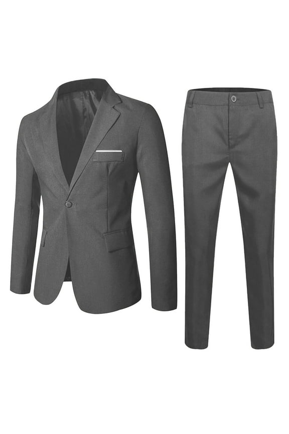 Boy Suits 2 Piece Slim Fit Formal Suit Set Jacket Pants for Wedding Party,Dark Gray,15-16 Years