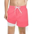 thumbnail image 1 of MIASHUI Boys Swim Trunks with Compression Liner Solid Color Beach Swim Shorts,Pink,5-6 Years, 1 of 3