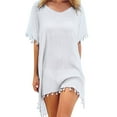 thumbnail image 1 of MIASHUI Chiffon Kaftan Beach Cover Up With Tassels For Women Bikini And Plus Size White,One Size, 1 of 2