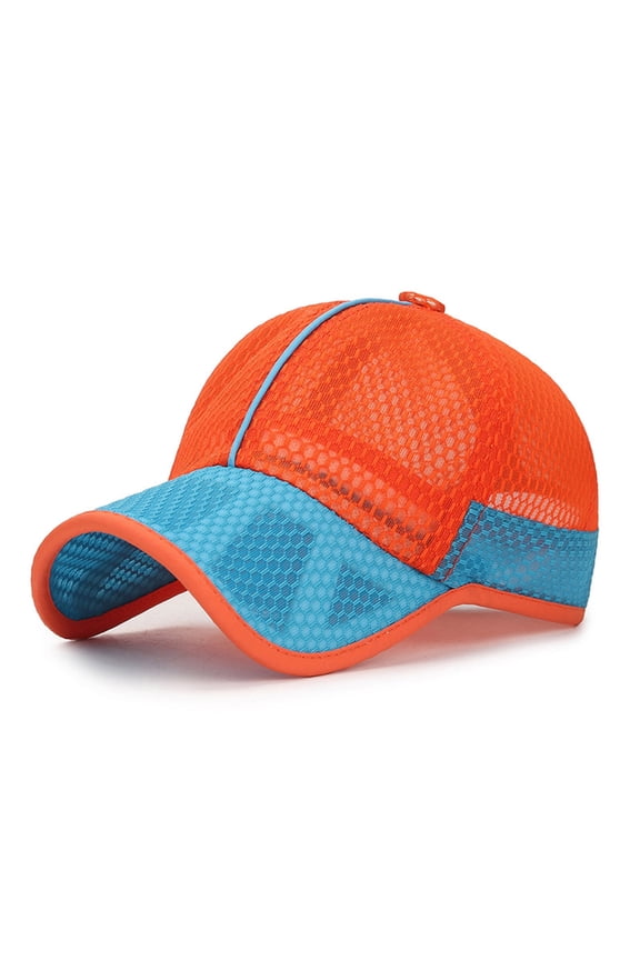 Children's Summer Breathable Quick-Dry Mesh Baseball Cap for Boys, Adjustable Fit for Comfort, Lightweight for Outdoor and Play Orange