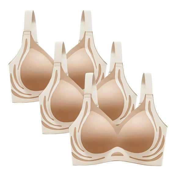 MIASHUI Comfortable Everyday Bra for Women Perfectly Tailored for Casual Wear Pairs Seamlessly with Jeans for All-Season Support Ideal for Plus Sizes 3PCS Khaki,XL