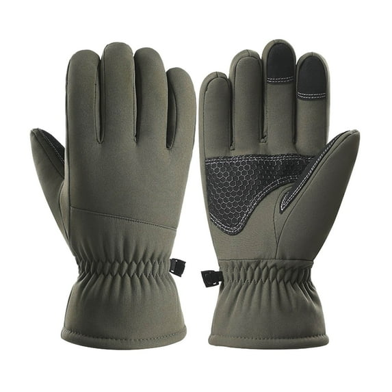 MIASHUI Couple's Winter Ski Gloves for Men and Women, Waterproof Windproof Thermal Gloves for Snowboarding, Cycling Army Green