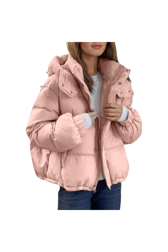 Down Cotton Parka Women's Autumn Winter Short 2025 Korean Style Plus Size Loose Hooded Warm Jacket Red,M