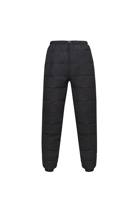Down Pants Unisex Outer Wear Mom MiddleAged HighWaist Loose Winter Thick ColdProof StraightLeg Down Thermal Wear Black,M