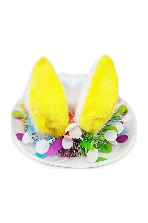 Easter Party Cowboy Hat For Kids With Rabbit Ears Themed Casual Accessory Yellow,5-7 Years