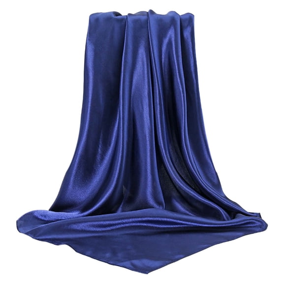 MIASHUI Elegant Large Square Satin Head Scarf Silk Hair Wrap Bandana For Women Fashionable Sleeping Accessory Navy,One Size