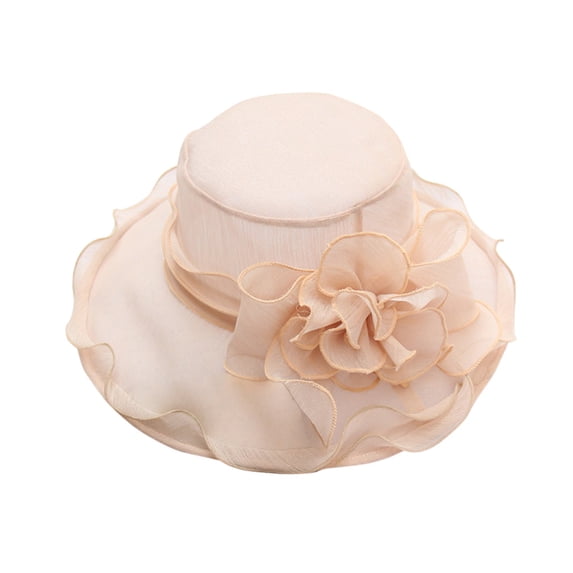 MIASHUI Elegant Women's Wedding Party Fascinator Hat with Wide Tea Brim and Decorative Embellishments Red