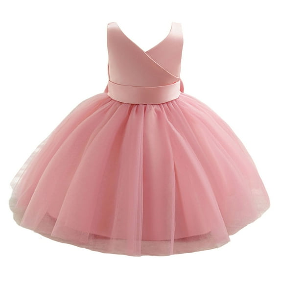 MIASHUI Flower Girl Princess Dresses V-Neck Wedding Birthday Party Ball Gown,Pink,6-12 Months