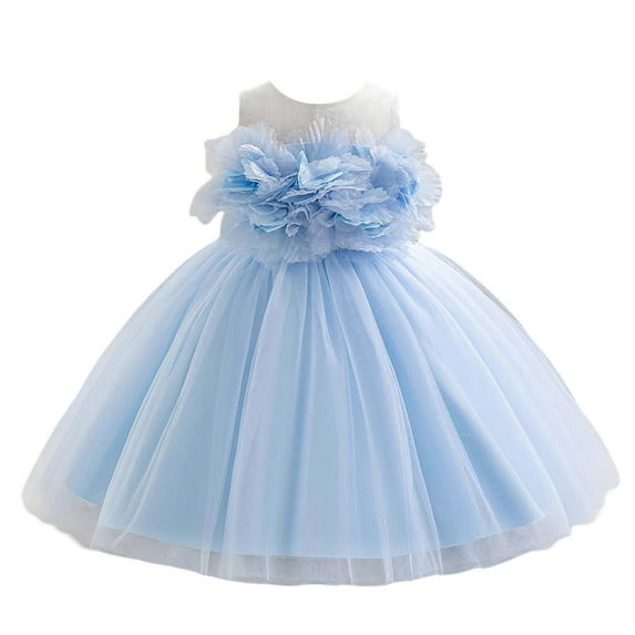 MIASHUI Flower Girls Tulle Dress Bridesmaid Wedding Prom Dresses Princess Birthday Party,Blue,7-8 Years