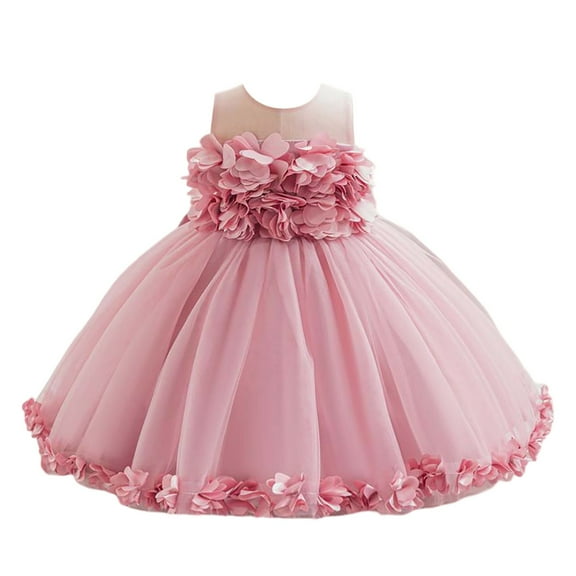 MIASHUI Flower Girls Tulle Princess Pageant Dress for Wedding Kids Prom Ball Gowns,Pink,3-4 Years