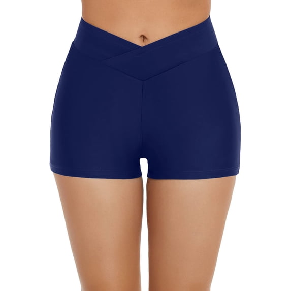 MIASHUI Front High Waist Bikini Bottom For Women Swimsuit Beach Briefs Full Coverage Swim Shorts Blue,XXL