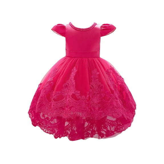 MIASHUI Girl Embroidery Lace Princess Pageant Dress Prom Ball Gown,Hot Pink,12-18 Months