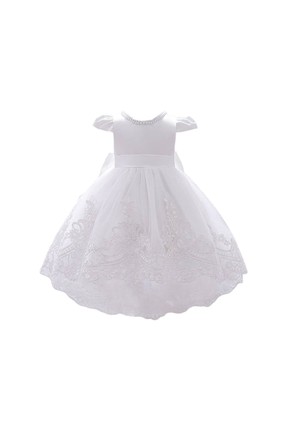 Girl Embroidery Lace Princess Pageant Dress Prom Ball Gown,White,3-4 Years